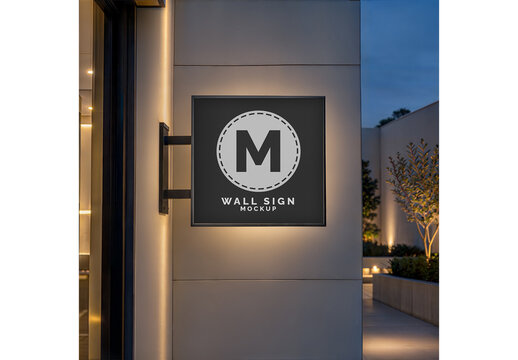 Wall Sign Mockup Realistic Render for Branding and Commercial Use