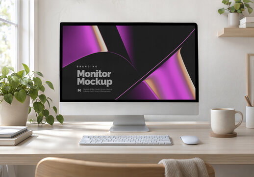 Monitor Screen Mockup for Business Presentation and Commercial Design