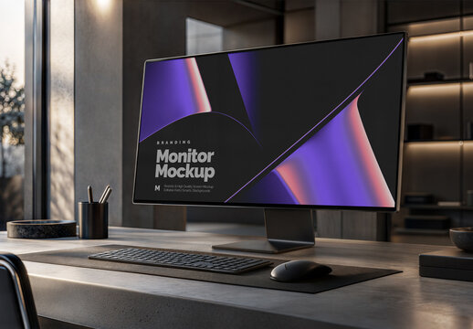 Monitor Screen Mockup for Editorial Layout and Brand Communication