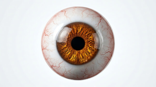 Close-up of a human eye with intricate iris patterns and visible blood vessels highlighting eye anatomy and detail