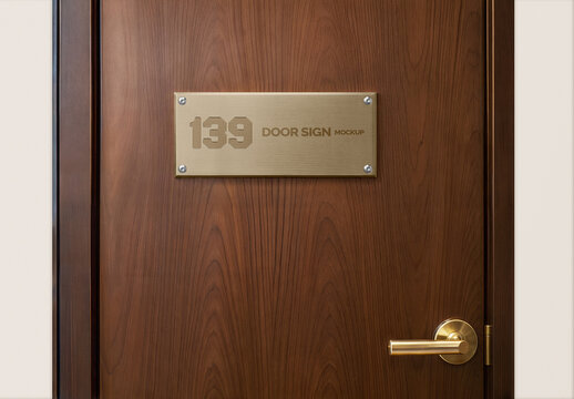 Door Sign Mockup Realistic Template for Promotional and Retail Use