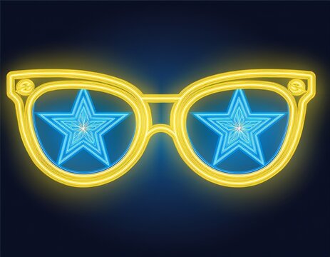 outline neon superstar sunglasses blue yellow neon glamour sunglasses with star lens retro style spectacles fashion star glasses party eyewear pop disco style modern sunglass