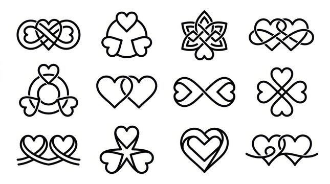 Collection of vintage celtic knotwork and floral designs in black and white line art style