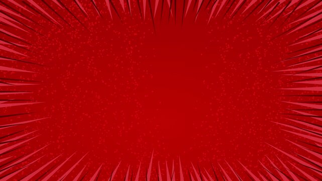 Red Comic Radial Burst Background With Speed Lines, Animated Manga Action Effect, Energetic Motion Graphic, Dynamic Pop Art Motion Background, Anime Overlay, Perfect For Comic, Presentation, 2d Poster