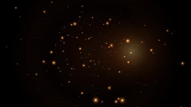 Golden particles drifting in dark space with subtle bokeh effect and gentle motion