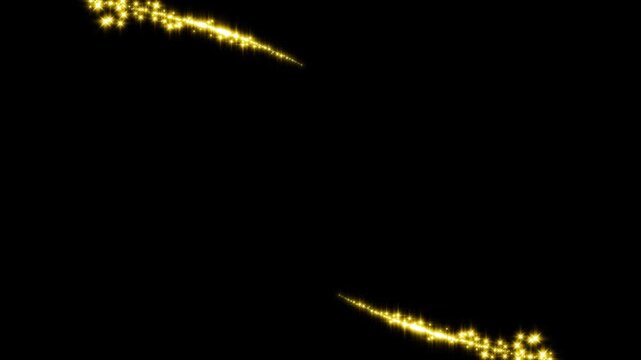 twinkling glitter stars with magical light trail, golden sparkling particles, glowing fairy dust effect, bright shimmer light animation cute doodle stars on black screen 4k