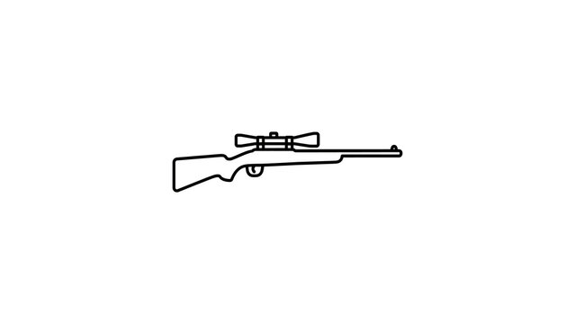 Black outline sniper rifle icon vector illustration for military designs.