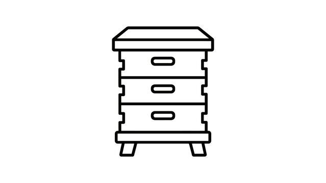 Beehive wooden box house outline icon for sustainable apiary farm design.