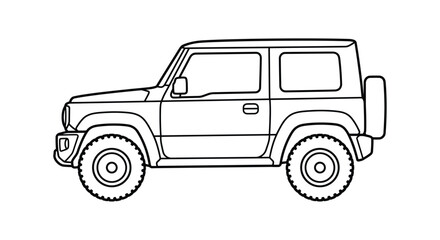 Fototapeta premium Line drawing of a compact suv vehicle with large tires on a white background automobile automotive