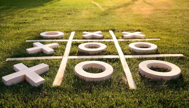 giant tic tac toe game on grass outdoors