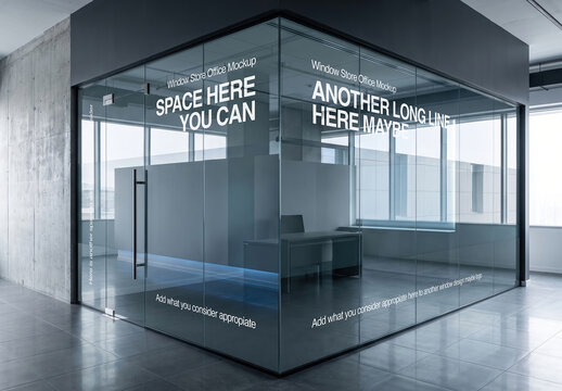 Modern Glass Office Window Design Mockup