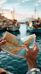 Fototapeta premium Discovering new places through exploration and navigation