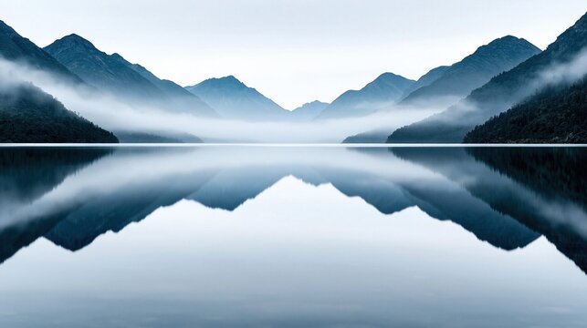 Majestic mountains mirrored in calm waterscape