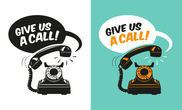 Vintage Clip-Art of a Ringing Rotary Phone. Give us a call!