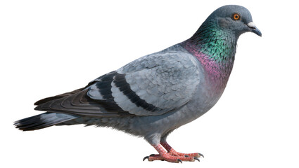 Obraz premium Gray pigeon with iridescent neck feathers, isolated on transparent background