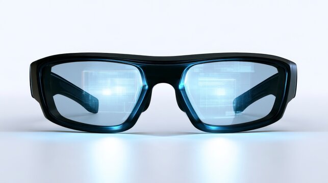 Futuristic Smart Glasses with Augmented Reality Holographic Display on Minimalist Background