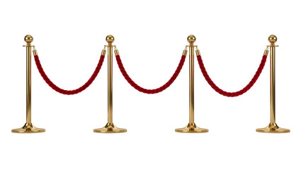 Golden stanchions with red velvet ropes, isolated on transparent background © ProStock