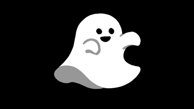 Cute Floating Ghost Halloween Animation, Transparent Background Video for Spooky Horror and Event Scenes