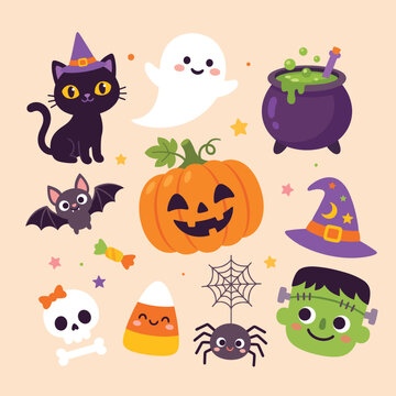 Spooky Cute Halloween Holiday Elements Collection