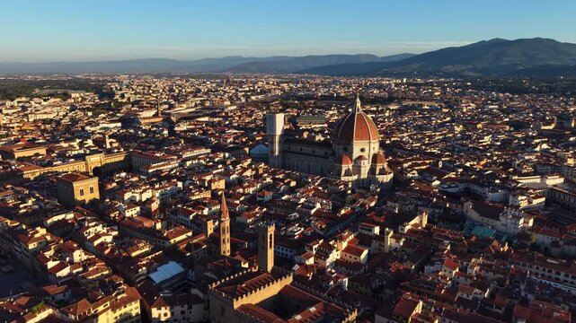 Aerial View of Florence Cathedral and Palazzo Vecchio