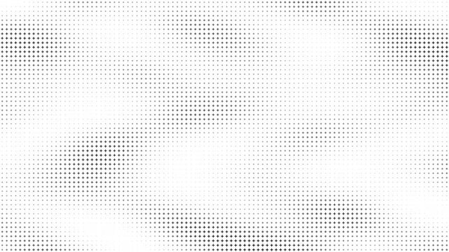 Four Point Star Halftone Wave Motion Background with Black Sparkle Grid, Abstract Geometric Ripple Pattern and Modern Monochrome Animation