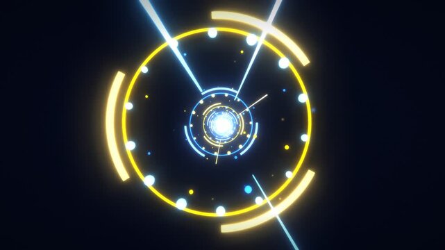 Futuristic Blue And Yellow Neon Light Tunnel Motion Background Loop