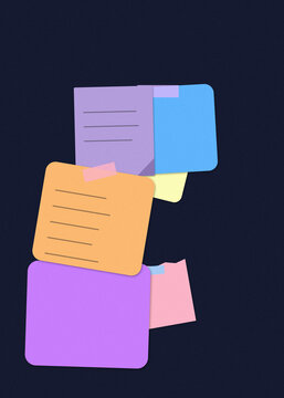 Colorful overlapping document icons stack