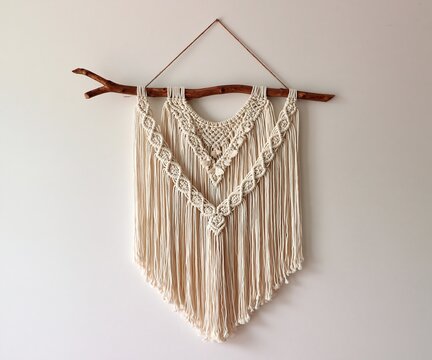 Macrame Wall Hanging with Natural Wood Branch