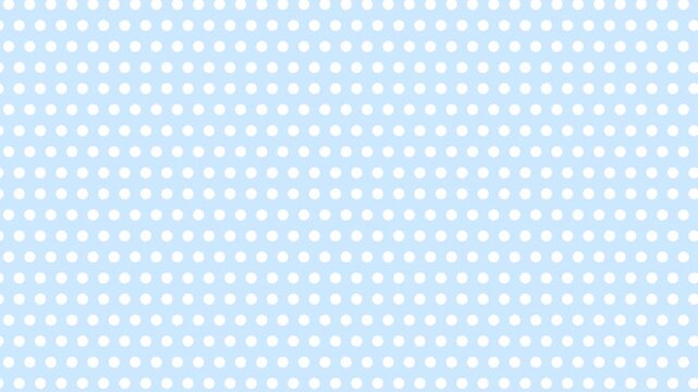 Seamless scrolling light blue and white polka dot pattern, looping animated background for video titles and streams, 4K 58 seconds