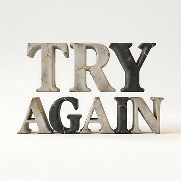 3D Typography with TRY AGAIN Motivational Message
