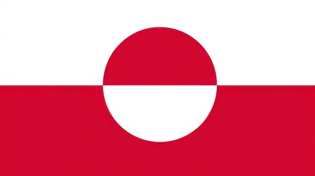 Flag of Greenland shows red and white colors with a circle featuring red and white in the center representing its culture