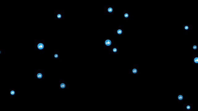 Animated social media live streaming style reaction emojis flying on a black background. Floating animation of a love emoji icon for social media, Social media icon symbol animation. Sign ok.