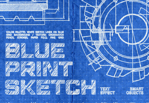 Blueprint Sketch Text Effect For Poster And Social Media Design