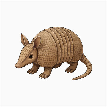 Nine-Banded Armadillo nocturnal mammal vector illustration