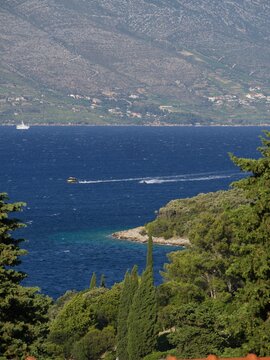 View of the deep blue Adriatic sea on Korcula island