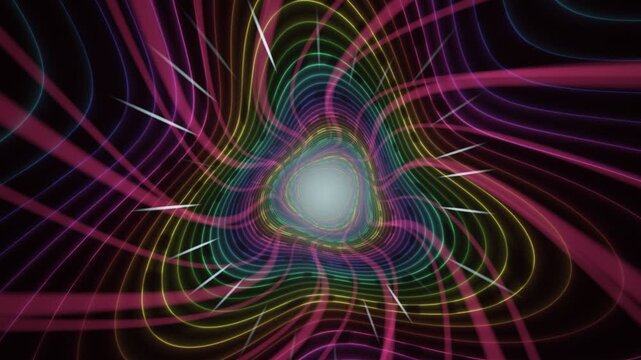 Golden Hypnotic Ring Tunnel with Glowing Central Light and Particle