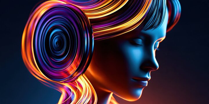 Illuminated mindscape abstract portrait concept