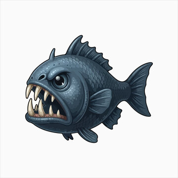Fangtooth Fish deep sea predator vector illustration