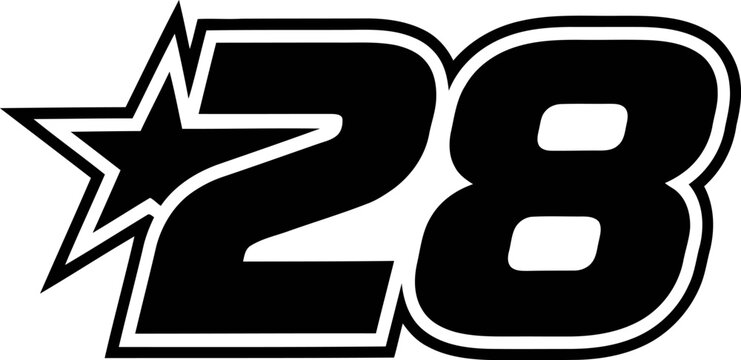 Number twenty-eight with star racing number vector illustration   