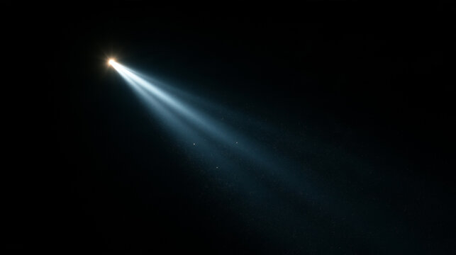 Single light beam with drifting dust motes on a pure black background