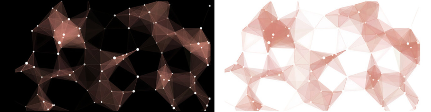 Abstract geometric triangle pattern with brown and red colors showing a digital network structure for modern technology and science backgrounds