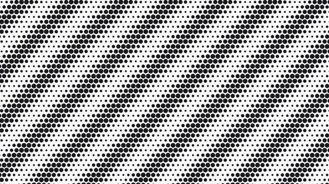 Seamless scrolling black halftone dot pattern, looping animated background for video titles and streams, 4K 58 seconds