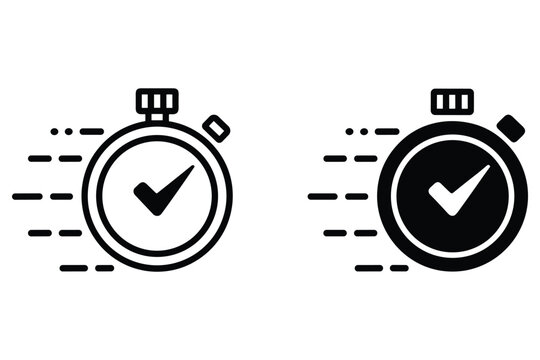 Speed stopwatch timers with checkmark icons for fast response and delivery time management