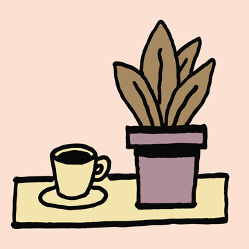 native flat art style  print of a coffee cup