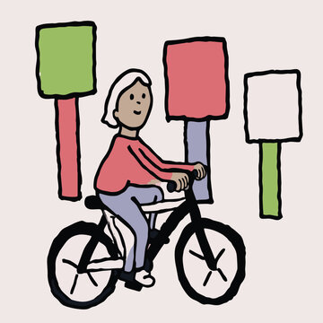 native flat art style  illustration  of a person riding