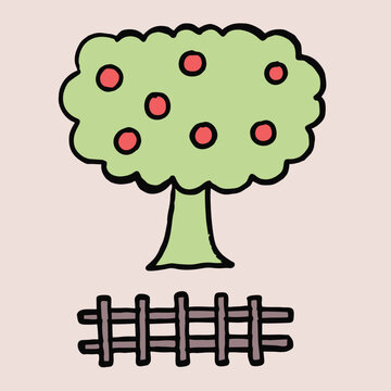 native flat art style design big green tree