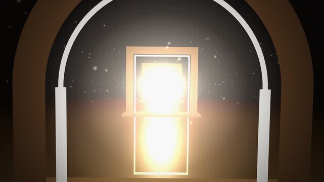 Endless futuristic glowing doors opening in a dark scifi corridor loop