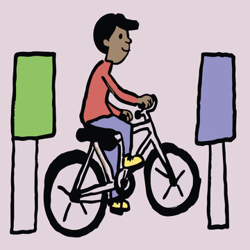 native flat art style  illustration  of a person riding