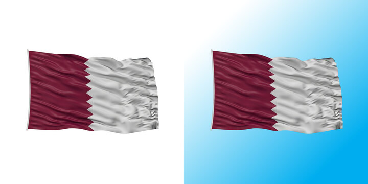 Waving flag of qatar with a realistic fabric texture isolated on a clean white background