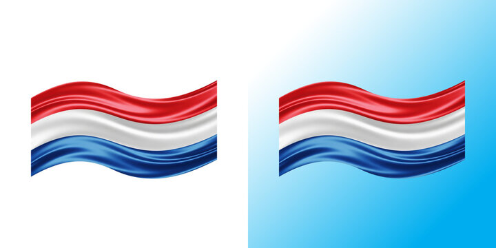 Waving flag of the netherlands with red white and blue colors in a simple digital design
